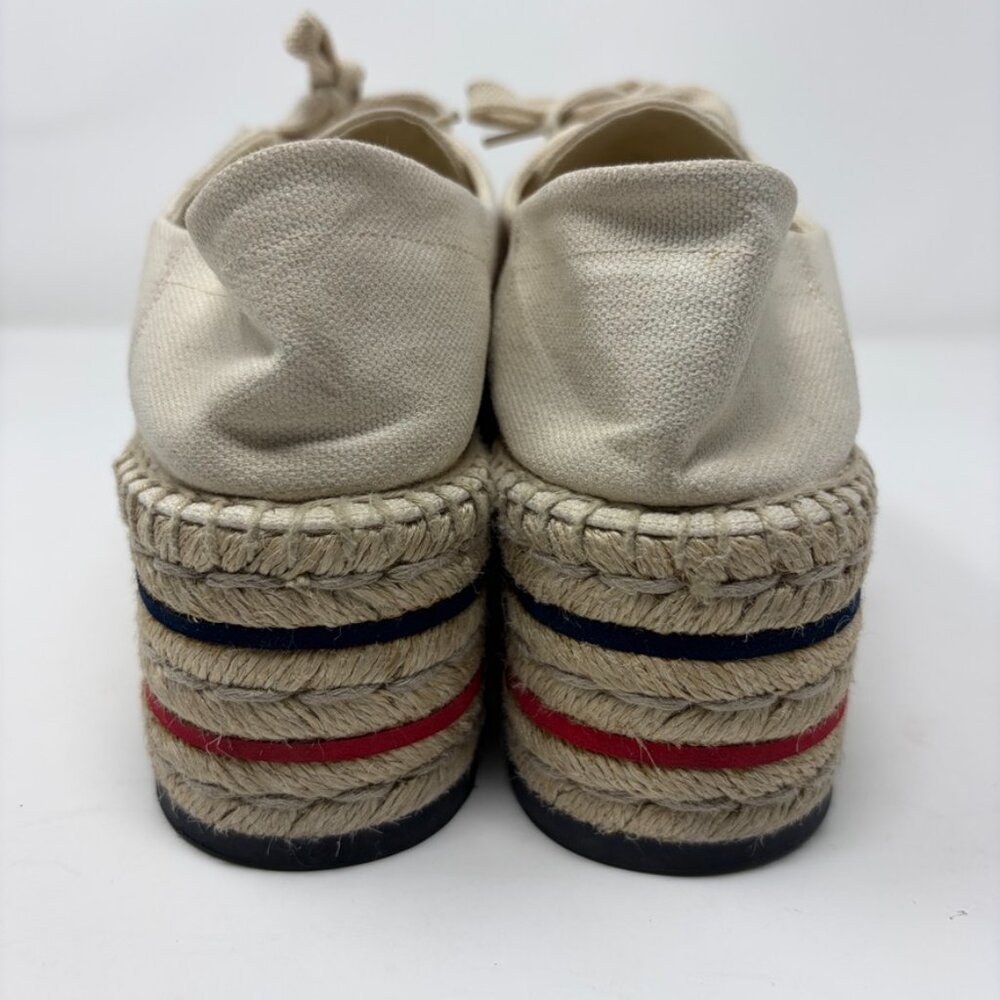 GUCCI Espadrille Sneaker Womens 38.5 / 8.5 US GUCCI Logo Prints Platform Wedge - Picture 5 of 15